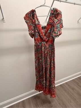 Nostalgia Coral and Teal Floral Maxi Dress